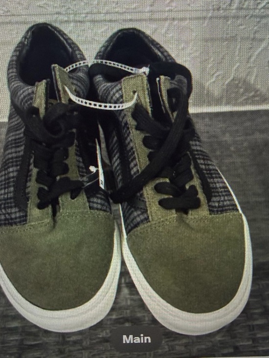Vans Other - Vans Old Skool 'Olive Blue' - Gr with Gray Plaid Accents - Size 9